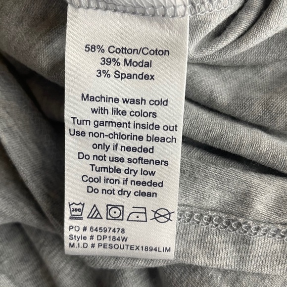 Devon & Jones Gray V-Neck 3/4 Sleeve Tee Shirt K18 - Picture 5 of 6